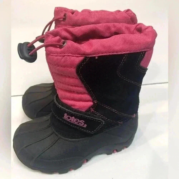 Totes Youth Girls Pink and black Rain and Snow boots size 7 - Picture 1 of 6